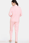 Zivame Cozy Ribbed Viscose Blend Waffle Loungewear Set - Pale Blush — thumbnail 3
